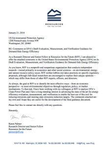 Comments on EPA’s Draft Evaluation, Measurement, and Verification (EM&V) Guidance for Demand-Side Energy Efficiency (EE)