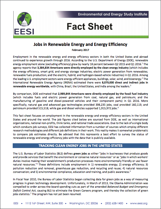 Jobs in Renewable Energy and Energy Efficiency OurEnergyPolicy