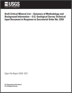 Draft critical mineral list—Summary of methodology and background information—U.S. Geological Survey technical input document in response to Secretarial Order No. 3359