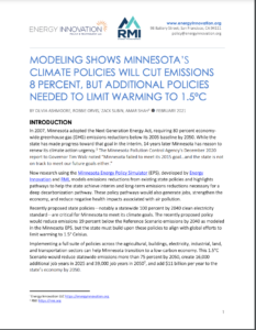 Minnesota Energy Policy Simulator Insights: Current Emissions Trajectory, 1.5°C Scenario