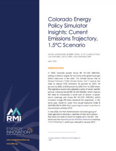 Colorado Energy Policy Simulator Insights: Current Emissions Trajectory, 1.5°C Scenario