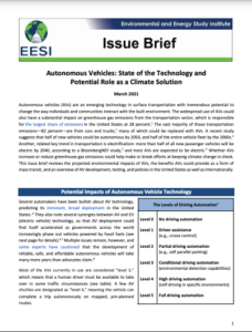Autonomous Vehicles: State of the Technology and Potential Role as a Climate Solution