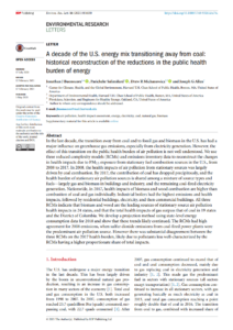 A Decade of the U.S. Energy Mix Transitioning Away from Coal: Historical Reconstruction of the Reductions in the Public Health Burden of Energy