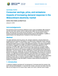 Consumer Savings, Price, and Emissions Impacts of Increasing Demand Response in the Midcontinent Electricity Market