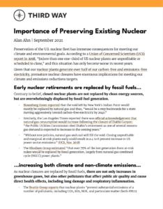 Importance of Preserving Existing Nuclear