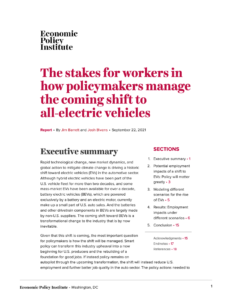 The Stakes for Workers in How Policymakers Manage the Coming Shift to All-Electric Vehicles