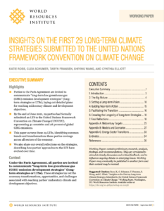 Insights on the First 29 Long-term Climate Strategies Submitted to the United Nations Framework Convention on Climate Change