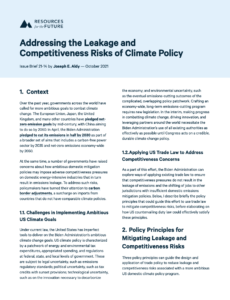 Addressing the Leakage and Competitiveness Risks of Climate Policy
