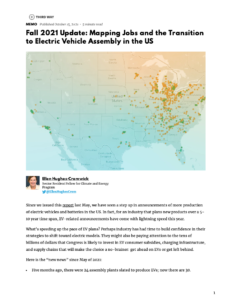 Fall 2021 Update: Mapping Jobs and the Transition to Electric Vehicle Assembly in the US