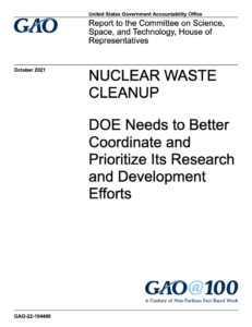 Nuclear Waste Cleanup: DOE Needs to Better Coordinate and Prioritize Its Research and Development Efforts