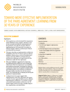 Toward More Effective Implementation of the Paris Agreement: Learning from 30 years of experience