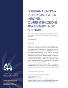 Louisiana Energy Policy Simulator Insights: Current Emissions Trajectory, NDC Scenario