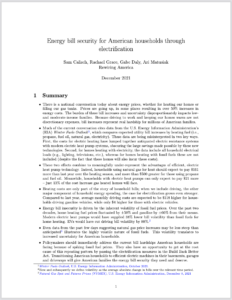Energy Bill Security for American Households through Electrification