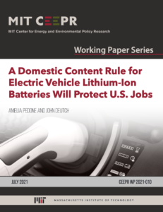 A Domestic Content Rule for Electric Vehicle Lithium-Ion Batteries Will Protect U.S. Jobs