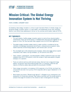 Mission Critical: The Global Energy Innovation System Is Not Thriving