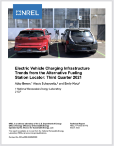 Electric Vehicle Charging Infrastructure Trends from the Alternative Fueling Station Locator: Third Quarter 2021