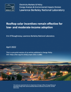 Rooftop Solar Incentives Remain Effective for Low- and Moderate-Income Adoption