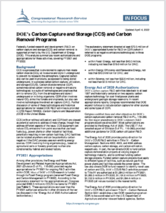DOE’s Carbon Capture and Storage (CCS) and Carbon Removal Programs
