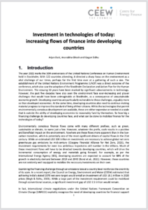 Investment in Technologies of Today: Increasing Flows of Finance into Developing Countries