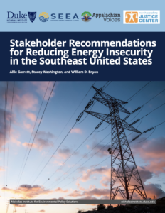 Stakeholder Recommendations for Reducing Energy Insecurity in the Southeast United States