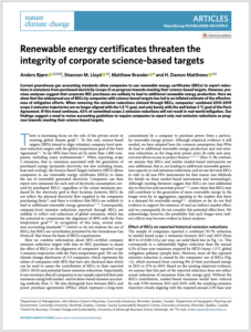Renewable Energy Certificates Threaten the Integrity of Corporate Science-Based Targets