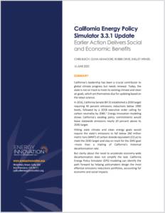 California Energy Policy Simulator Update: Earlier Action Delivers Social and Economic Benefits