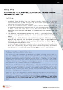 Pathways to Achieving a 2030 Coal Phase-Out in the United States