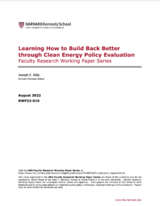 Learning How to Build Back Better through Clean Energy Policy Evaluation