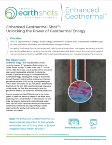 Enhanced Geothermal Shot(TM): Unlocking the Power of Geothermal Energy