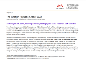 Inflation Reduction Act Investment for Tribal and Indigenous Communities