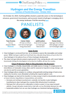 OurEnergyPolicy Event Summary – Hydrogen and the Energy Transition
