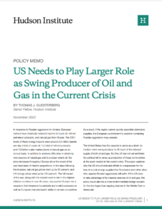 US Needs to Play Larger Role as Swing Producer of Oil and Gas in the Current Crisis