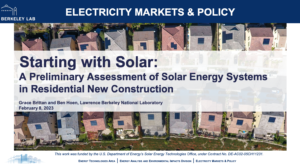 Starting with Solar: A Preliminary Assessment of Solar Energy Systems in Residential New Construction