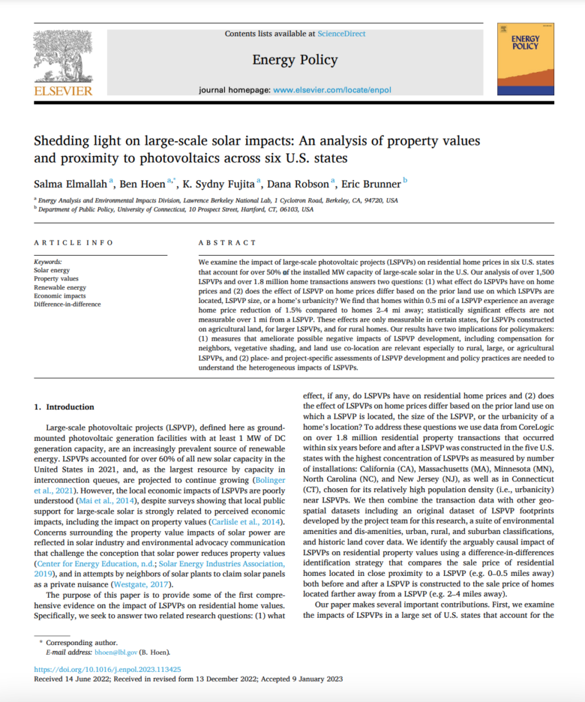 Shedding Light on LargeScale Solar Impacts An Analysis of Property