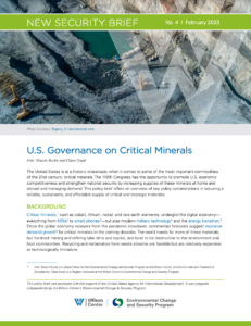 U.S. Governance on Critical Minerals