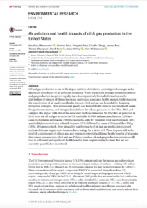 Air Pollution and Health Impacts of Oil & Gas Production in the United States