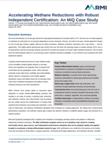Accelerating Methane Reductions with Robust Independent Certification: An MiQ Case Study