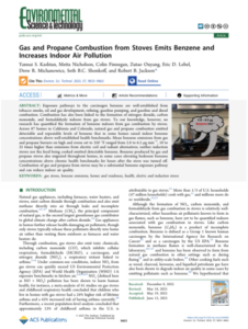 Gas and Propane Combustion from Stoves Emits Benzene and Increases Indoor Air Pollution