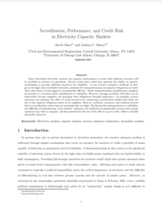 Accreditation, Performance, and Credit Risk in Electricity Capacity Markets