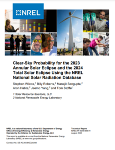 Clear-Sky Probability for the 2023 Annular Solar Eclipse and the 2024 Total Solar Eclipse Using the NREL National Solar Radiation Database