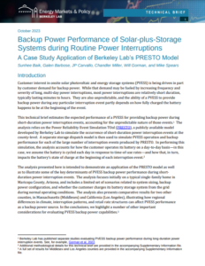 Backup Power Performance of Solar-plus-Storage Systems During Routine Power Interruptions