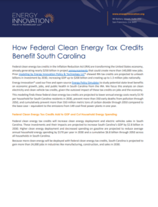 How Federal Clean Energy Tax Credits Benefit South Carolina