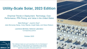 Utility-Scale Solar, 2023 Edition: Empirical Trends in Deployment, Technology, Cost, Performance, PPA Pricing, and Value in the United States