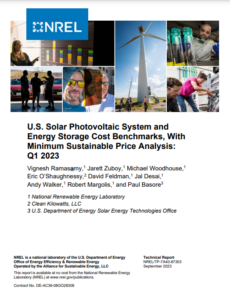 U.S. Solar Photovoltaic System and Energy Storage Cost Benchmarks, With Minimum Sustainable Price Analysis: Q1 2023