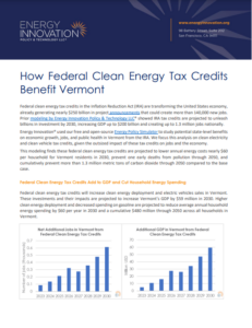 How Federal Clean Energy Tax Credits Benefit Vermont