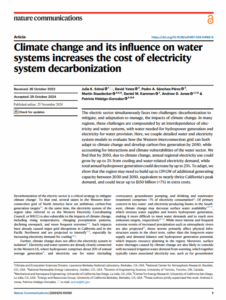 Climate Change and Its Influence on Water Systems Increases the Cost of Electricity System Decarbonization