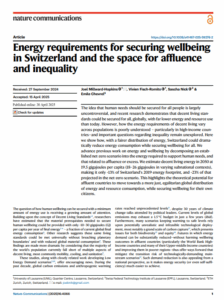 Energy Requirements for Securing Wellbeing in Switzerland and the Space for Affluence and Inequality