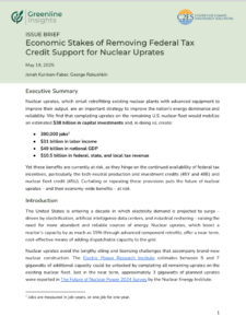 Economic Stakes of Removing Federal Tax Credit Support for Nuclear Uprates