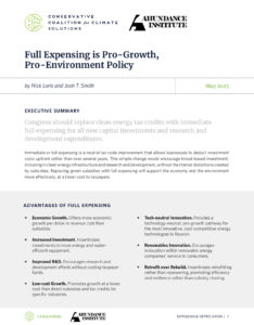Full Expensing is Pro-Growth, Pro-Environment Policy