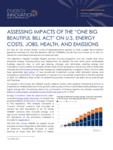Assessing Impacts of “One Big Beautiful Bill Act” on U.S. Energy Costs, Jobs, Health, Emissions